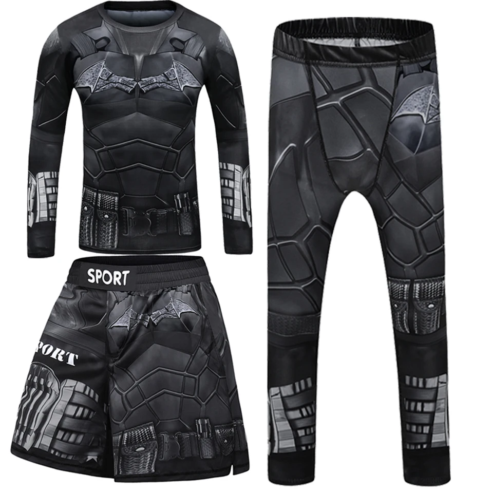 Kid Rashguard Jiu Jitsu T-shirt + Pant MMA Muay Thai Shorts 4pcs/set Boxe Bjj kickboxing Mma Clothing Children Fitness Sportwear sports apparel