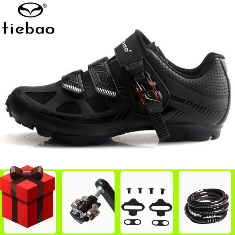 Tiebao велосипедная обувь MTB SPD набор педалей для езды на велосипеде обувь мужские самозакрывающиеся дышащие кроссовки для горного велосипеда