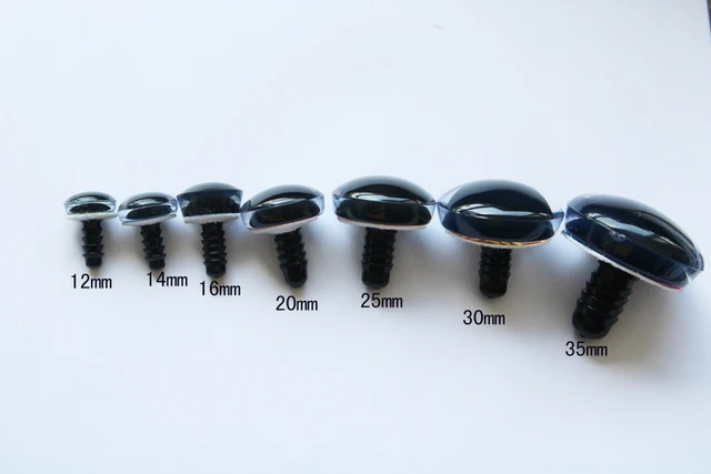 20pcs---9-12-14--16-18- 20 -24--30-35mm clear 3D glitter eyes plastic safety toy eyes long stem + glitter fabric + washer 4