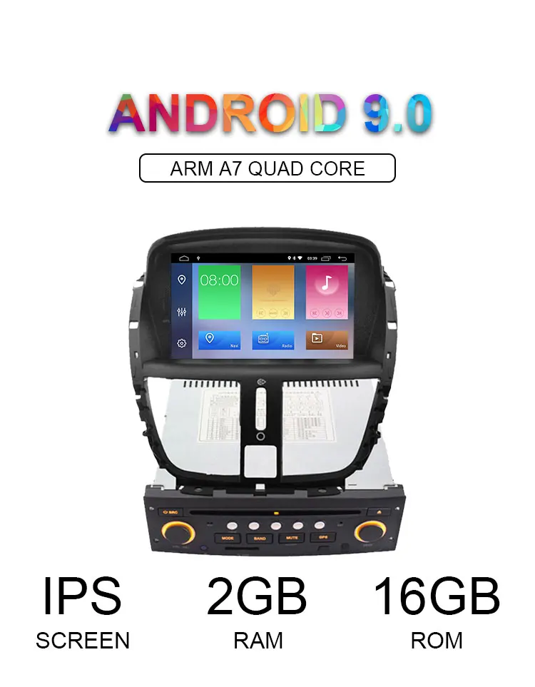 Flash Deal LJHANG 1 Din Car DVD Player Android 9.0 For Peugeot 207 2008-2014 GPS Navigation auto stereo headunit radio multimedia RDS Audio 1