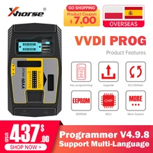 Original xhorse vvdi prog programador v4.9.8 vvdi programador ferramenta chave automática trabalho com adaptador pcf79xx para bmw isn função de leitura