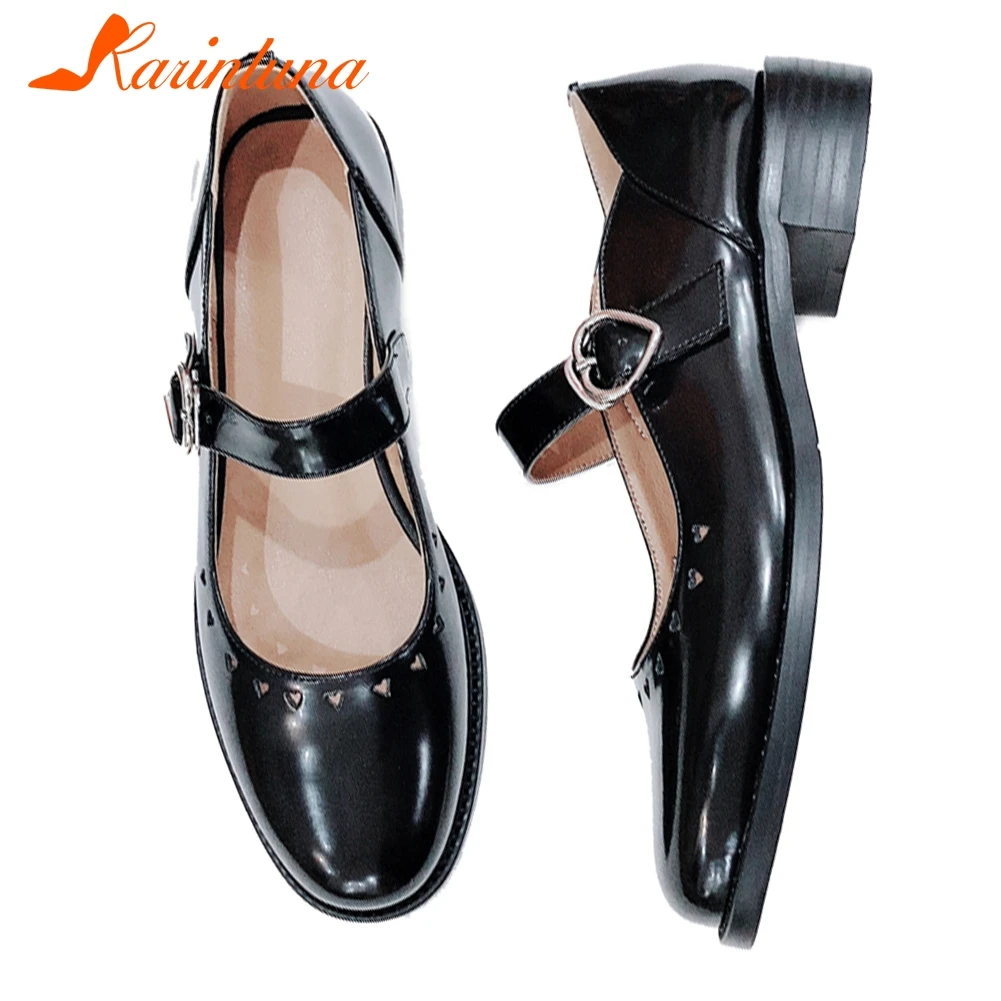 

KARINLUNA Spring New Ladies 2020 Low Heels Pumps Quality Genuine Leather Mary Janes Pumps Women Sweet Daily Shoes Woman