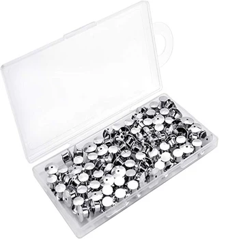 

100 Pieces Metal Pin Backs Locking Backs with Storage Case