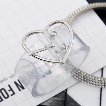 

Women Student Transparent Pants Jeans Heart Waistband Belt Fashion Circular