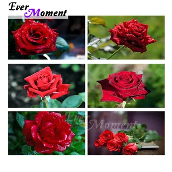 

Ever Moment Diamond Painting Handmade Full Square Drill Red Rose 5D DIY Picture Rhinestone Hobby Art Diamond Embroidery 3F2286