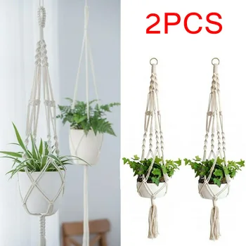 

2 Pack Plant Hanger Flower Pot Plant Holder Large 4 Legs Macrame Jute Garden Flowerpot Hanging Basket Home Decor Hanging Planter