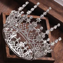 Стиль Европейский Стиль Ретро Королева барокко Серебряная Невеста полный круг Свадьба Круглая Корона искусственный бриллиант Корона головной убор режим