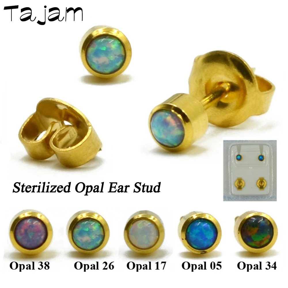 Sterilize Steel Colorful Opal Earring Piercing Body Jewelry Ear Stud