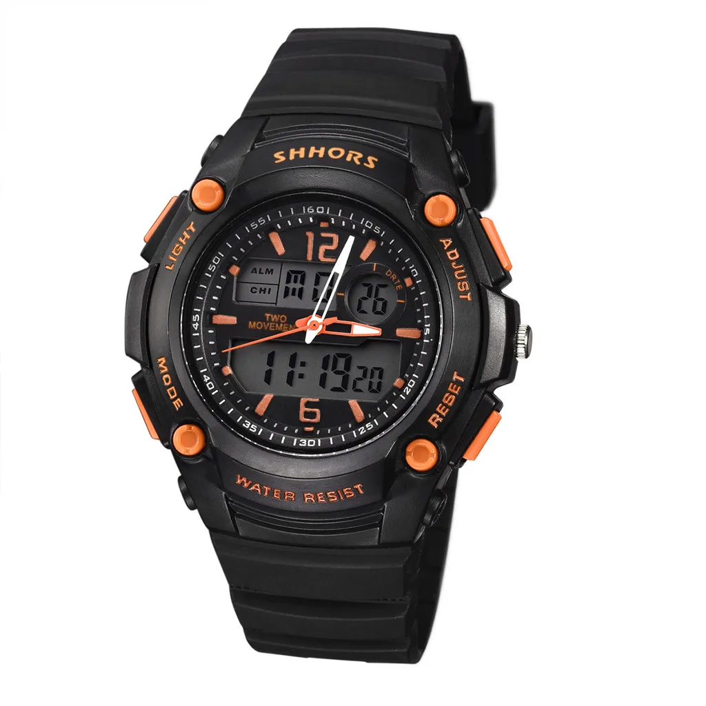 orange Новые электронные мужские часы люксовый бренд спортивный светодиодный цифровой часы для мужчин высокого качества 5 бар водонепроницаемый календарь наручные часы - Цвет: orange