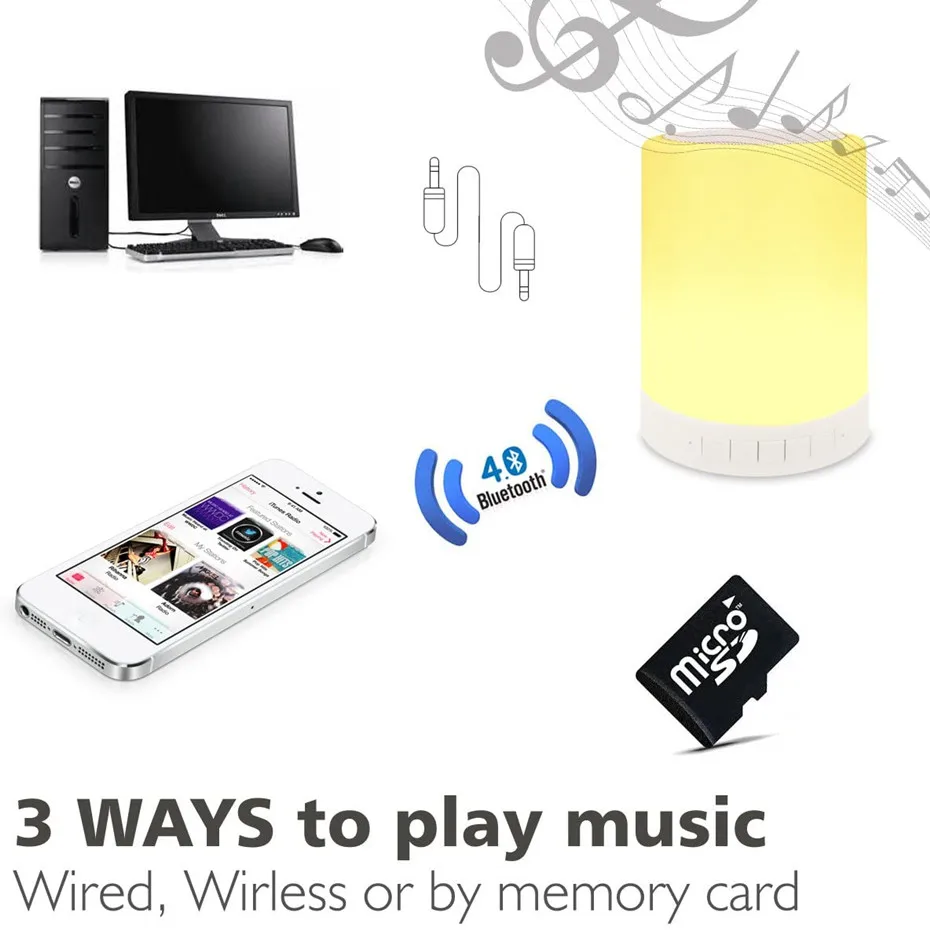 Красочный ночник Bluetooth колонки сенсорное управление прикроватная лампа