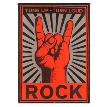 

American Rock Music Print Thick fabric Curtain Blackout Curtain Bedroom Bar Door Curtain Linen Cotton Rod Pocket X030#40