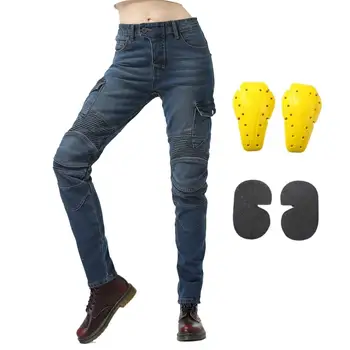 

Women Lady Motorcycle Riding Jeans CE Armored Motorbike Overpants Heavy Duty Stretchable Biker Jeans Motocross Racing Trousers