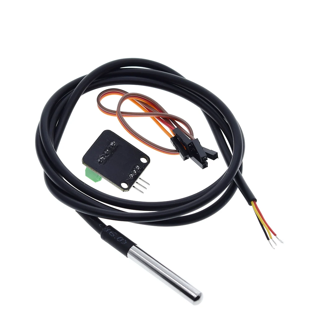 DS18B20 Температурный датчик модуль комплект водонепроницаемый 100 см цифровой датчик кабель из нержавеющей стали зонд терминал адаптер для Arduino