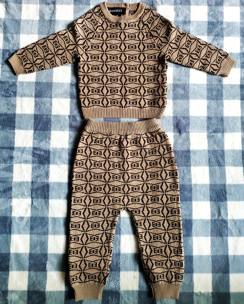 New Autumn winter fashion letter kids baby clothes boy girl pullover knit round neck long sleeve sweater jacket coat And pants | Детская