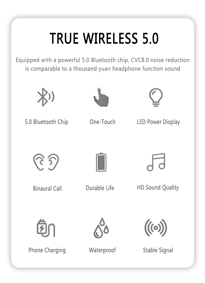 8D Беспроводной сенсорный 5,0 Bluetooth наушники светодиодный Дисплей Мощность Дополнительный внешний аккумулятор с зарядный чехол гарнитура для samsung iPhone Xiaomi huawei