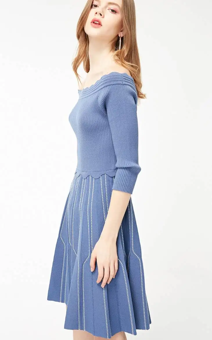 Vero Moda женское платье в полоску с вырезом лодочкой 3/4 рукавами | 319146533