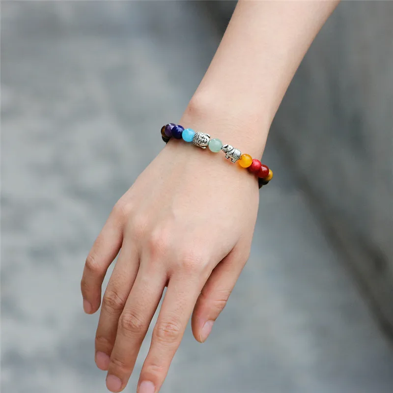 Браслет буддийский молитвенный из сплава с красочными камнями для мужчин и