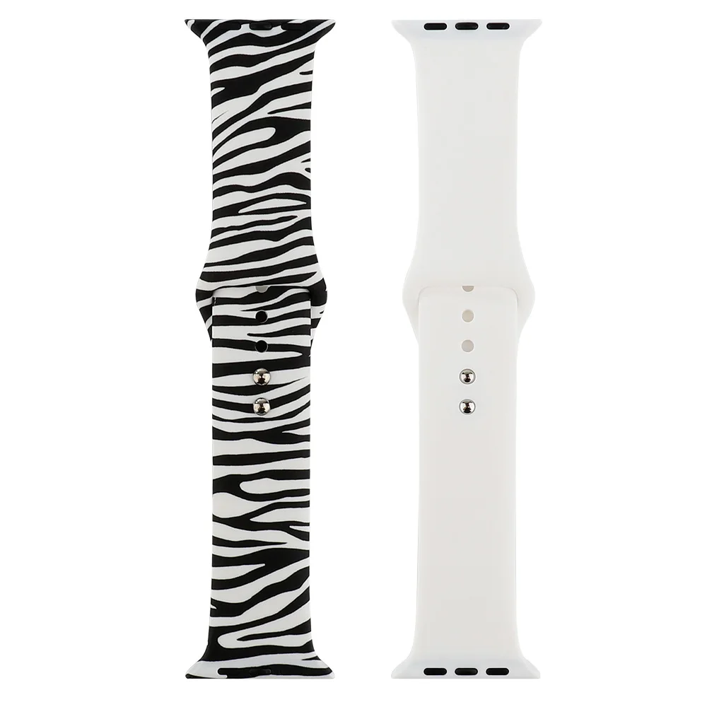 Style 16 Watchband Спортивные полосы ALPQ с цветочным принтом для Apple watch Series 5 4 3 2 1 40 мм 44 мм силиконовый ремешок с принтом для iWatch 38 мм 42 мм - Цвет ремешка: Style 16 Watchband