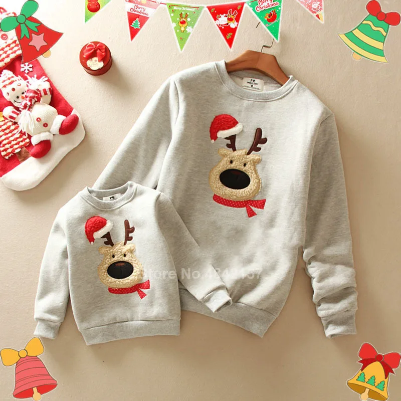Color4 one sweater Рождественские свитера для всей семьи, 14 цветов, рождественские худи, зимний теплый свитер на меху с вышивкой Санта Клауса и лося для мамы и детей, новогодний свитер - Color: Color4 one sweater