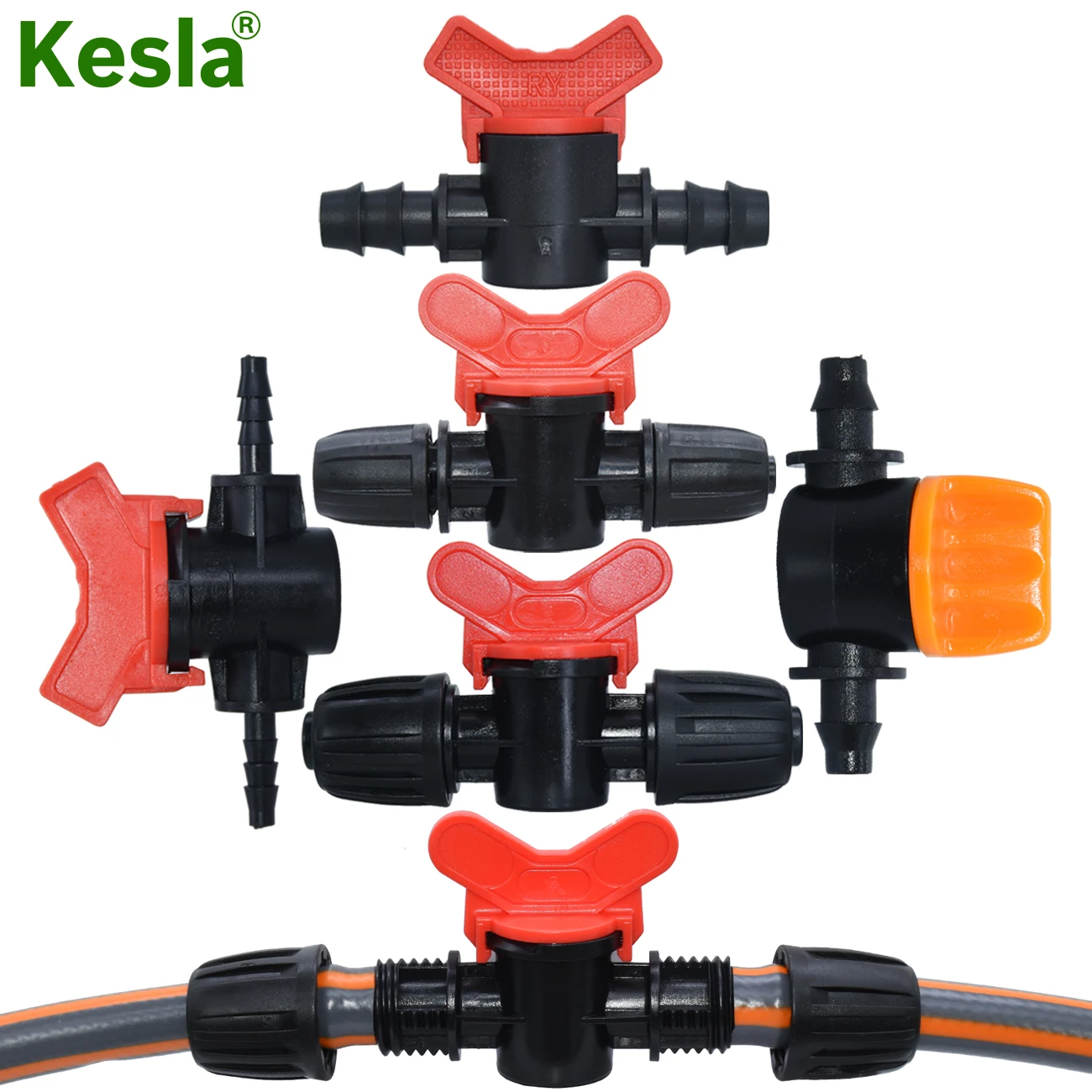 

KESLA Garden Tap Adapter 1/4" 3/8" 1/2" Irrigation Shut-Off Water Mini Valve 2-Way Hose Waterstop Connectors Barb Drip Coupling