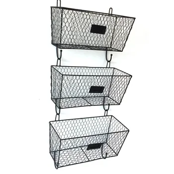

3pcs Wire Letter Mail Mount Metal Storage Rack Shelf Basket Vintage Triple Organizer Holder Hooker For Kitchen Bedroom Bathroom