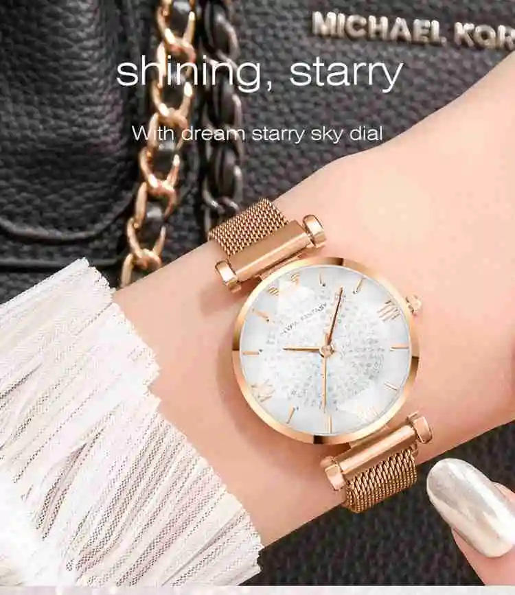 New Women Watches Ladies Rhinestone Rose Gold Magnetic Watch Geometric Surface Roman Numerals Quartz Wristwatches Dropshipping