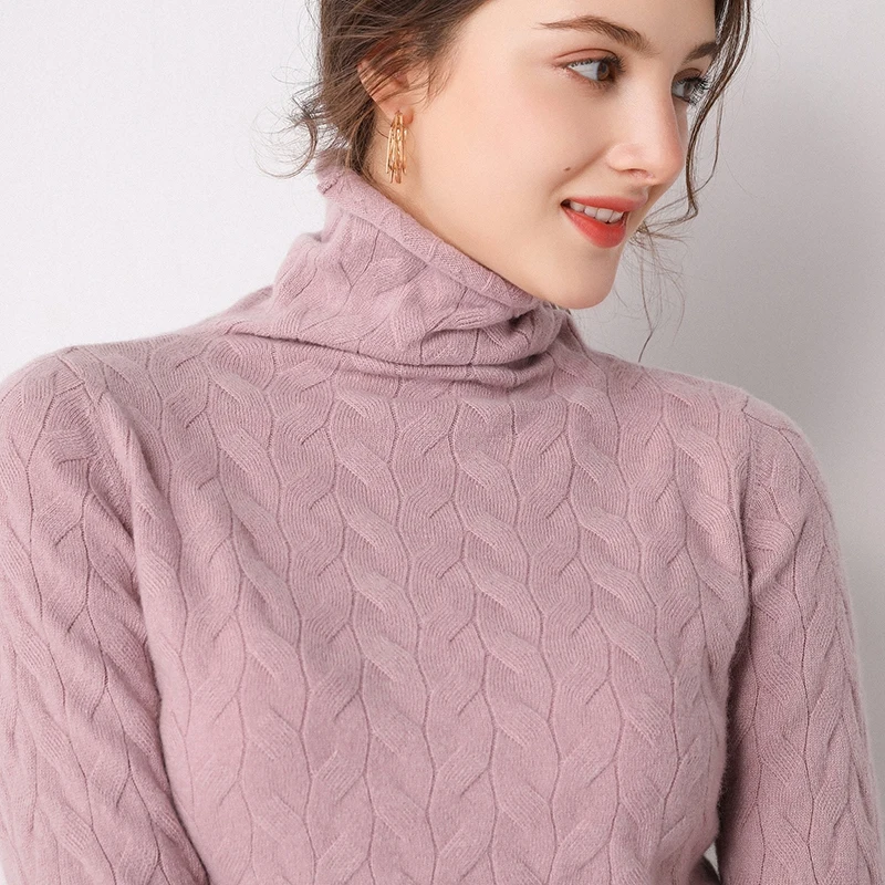 oubingpink Smpevrg кашемировый свитер, Женский пуловер, водолазка с длинным рукавом, мягкий пуловер, женский свитер, вязанный Топ, джемперы, вязанный пуловер для женщин - Цвет: oubingpink