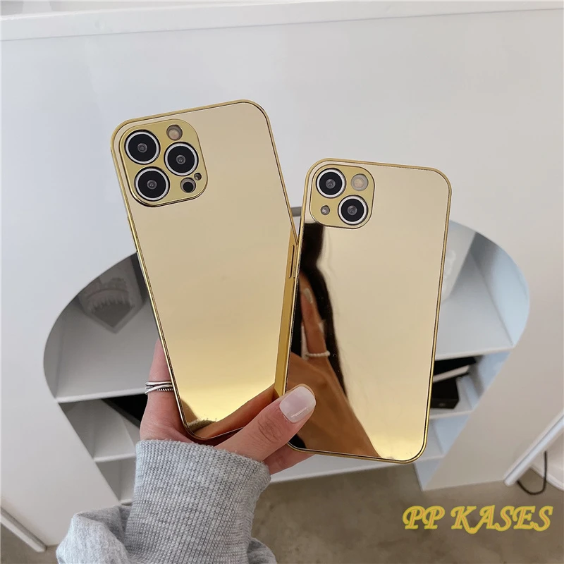 Luxury Gold Plated Electroplated Phone Case For Iphone 13 12 Pro Max 11pro 12mini X Xsmax Xr Se 8 7plus Mirror Flip Coque Etui Mobile Phone Cases Covers Aliexpress