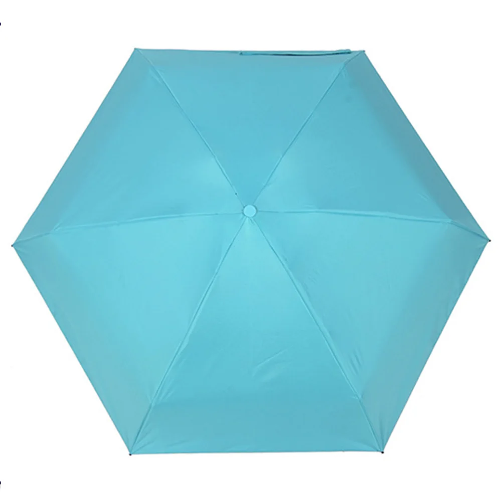 Durable Windproof Mini Pocket Anti-UV Rain Strong Dual-purpose Womens Kids Lightweight Sunshade Five-folding Capsule Umbrella