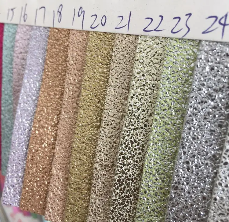 

2019 new trend Metal crinkle synthetic leather fabrics material