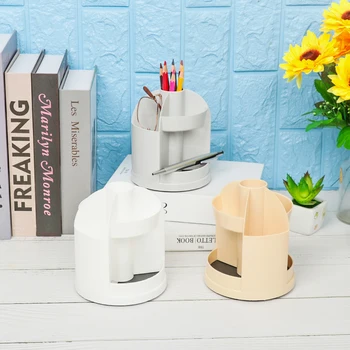 

Multi Grid Pen Holder Pencil Case Pen Box Desktop Organizer Desk Storage Multi-function Rotatable Plastic School Supplies