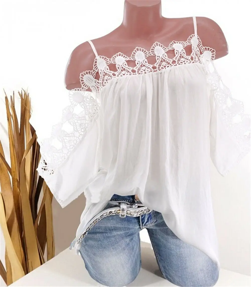 

2019 New Plus Size Womens Cold Shoulder T Shirt Short Sleeve Loose Tunic Solid Ladies Autumn Baggy Casual Tops Plus Size