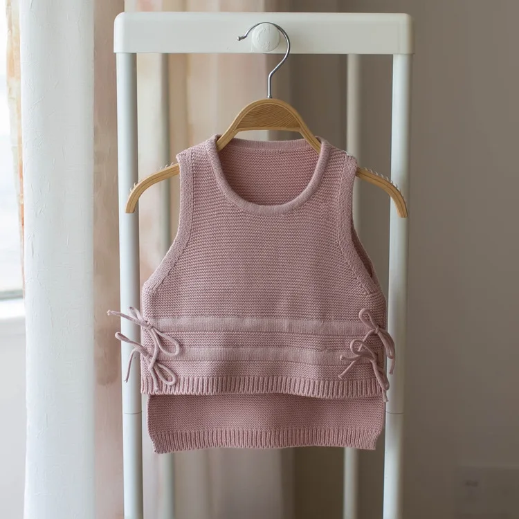 Mmtkids/детская одежда в Корейском стиле; коллекция года; сезон осень; Детский свитер для девочек; Однотонный жилет; H527