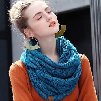 

Fashion Knitted Solid Color Scarf Warm Winter Women Scarf Cashmere Snud For Women Scarf Infinity Scarves Neck Circle Ring Scarf
