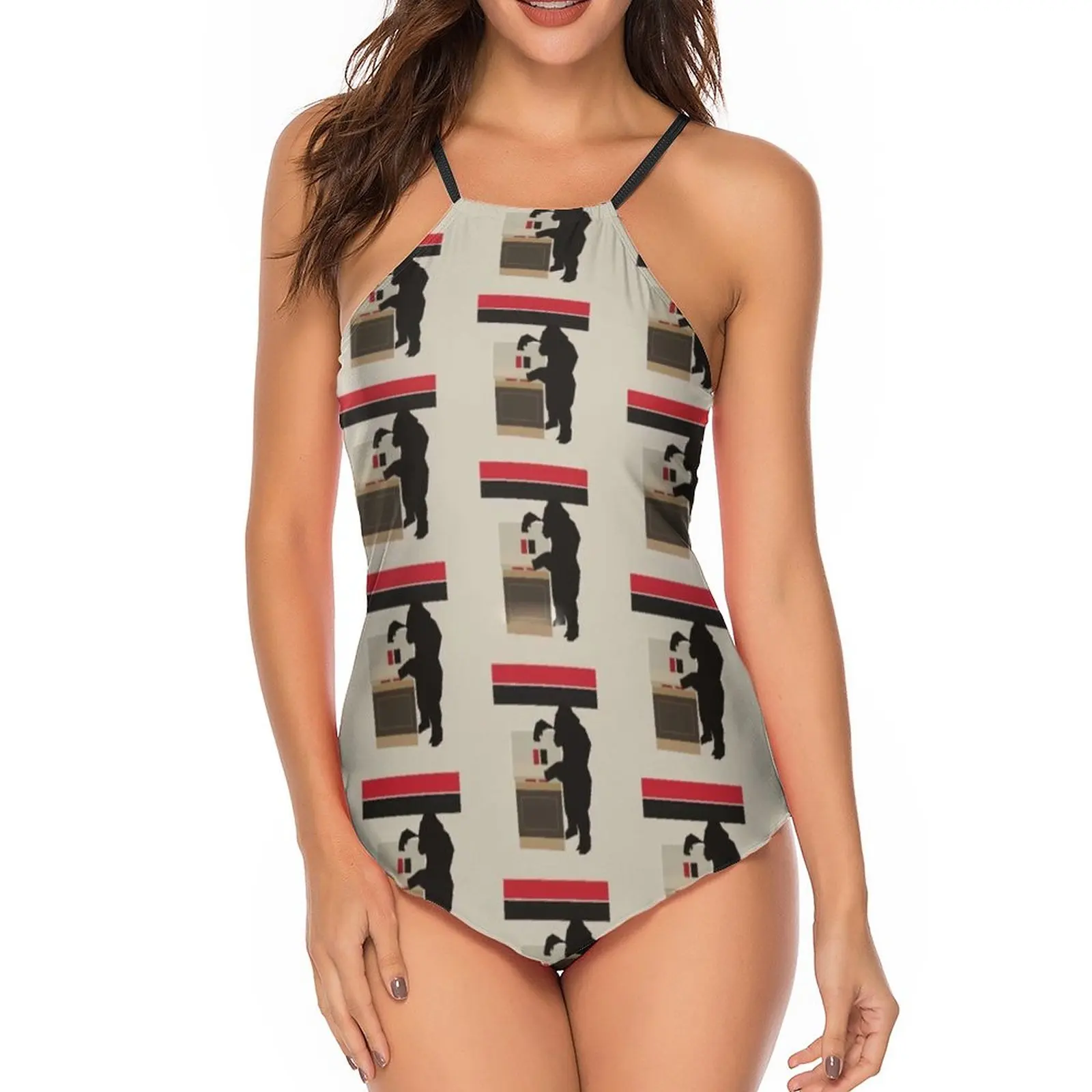 Jukebox Tankini Costume Da Bagno Gamba Alta Stampato Costumi Da Bagno Rave Moda Donna 2 Pezzi Costume Da Bagno