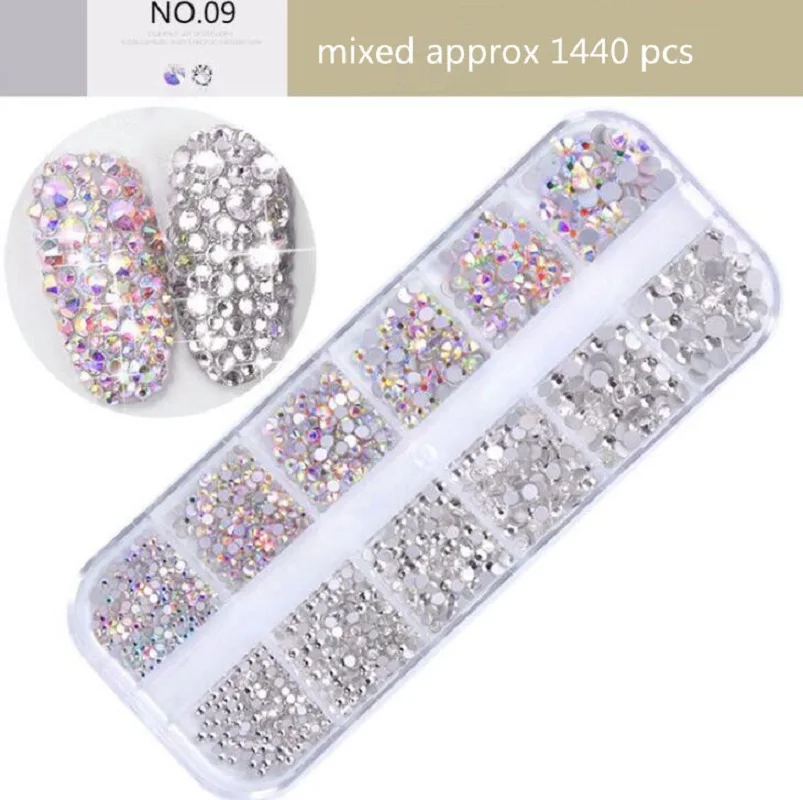 1 коробка, красочные бриллианты, дизайн, 3D дизайн ногтей, украшения, амулеты, ногти, блеск, принадлежности для ногтей, инструменты, ювелирный набор - Цвет: 9