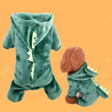 Зимний утепленный коврик для собак, одежда в форме динозавра, костюм с капюшоном, пальто, свитер, мягкая удобная застежка на пуговицах, одежда для собак