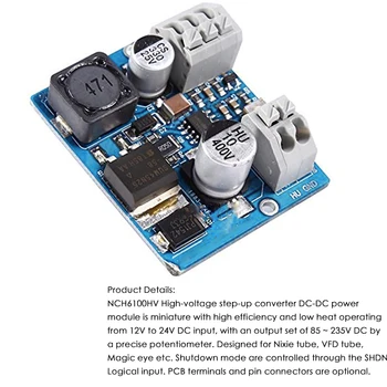 NCH6100HV High Voltage DC Step Up Converter Power Supply Module For Nixie Tube Glow Tube Magic Eye Board DC 12V 24V to 85-235V
NCH6100HV High Voltage DC Step Up Converter Power Supply Module For Nixie Tube Glow Tube Magic Eye Board DC 12V 24V to 85-235V