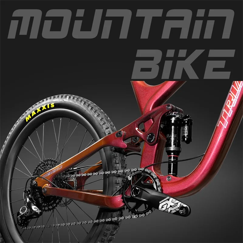 ICAN 27.5er plus Mountain bicycle full suspension enduro mtb bike with chameleon red brown 148*12 rear 150mm travel 210*55mm