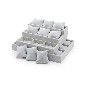 

Watch Pillows Grey Velvet tray Display Organizer Holder Storage custom jewelry showcase