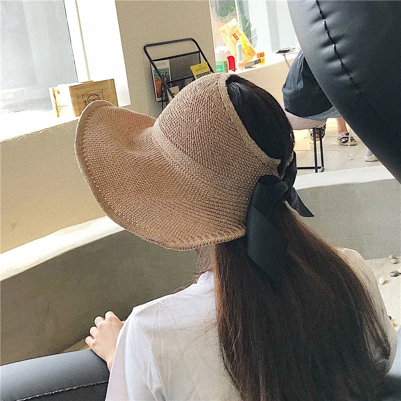 Новая дорожная Солнцезащитная шляпа Южной Кореи с бантом Пустая Шляпа корейский