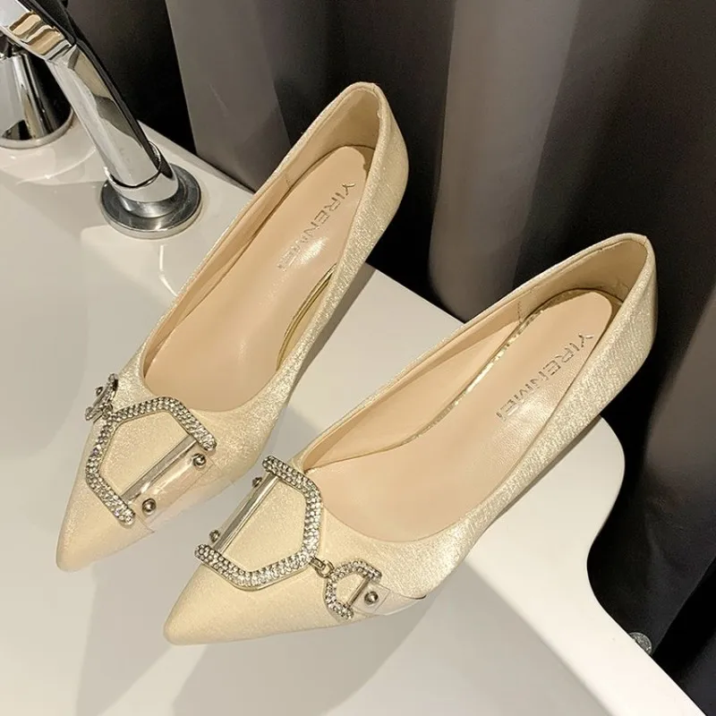 

Woman Solid High Heels Fashion Metal Pumps casual Pointed Toe Stilettos Wedding Shoes Lady Office Elegant tacones mujer Y16-08