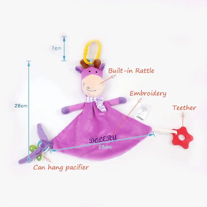 Детские погремушки с прорезывателем, успокаивающее полотенце, может висеть, соска, детские игрушки, мягкое плюшевое одеяло для безопасности, Успокаивающая игрушка