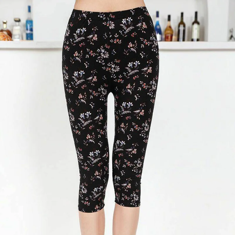 Leggings Summer Women Capris High Waist Elastic Trousers Women Pants Flower Printed Stretch Leggings Mujer Leggins Leggings Summer Women Capris High Waist Elastic Trousers Women Pants Flower Printed Stretch Leggings Mujer Leggins