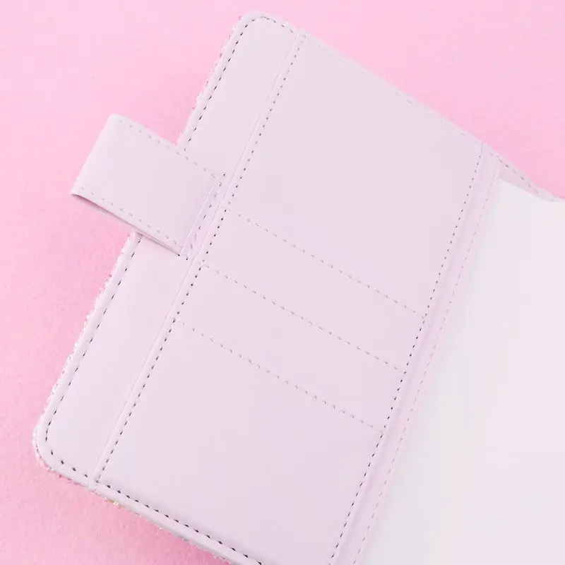 

A6 Sequin Notebook Diary Weekly Planner Journal Agenda Organizer Travelers Faux Leather Cover Book DXAC
