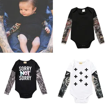 

bunvel Tattoo Rompers 2019 New Fashion Autumn Winter Newborn long Sleeve kids Baby Clothes Unisex Rompers 5