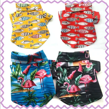 

4 Style Summer Pet Clothes for Dogs Shirt Fish Flamingo Pattern Designer Dog Clothe for Pitbulls Fashion French Bulldog Clothes