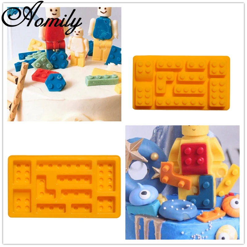 3pcs Building Bricks Robots Silicone Molds For DIY Fondant Candy Making Tools Chocolate Mold Desserts Ice Cube Gum Clay Biscuit Plaster Resin Cupcake Top