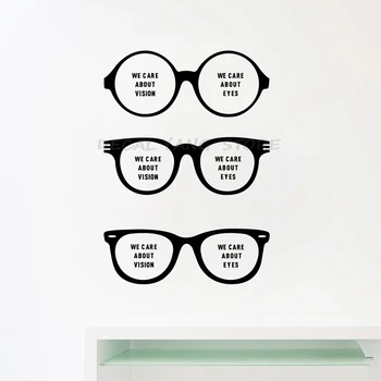 

Glasses Optical Vinyl Wall Sticker Eye Care Store Decal Optical Shop Posters Removable Art Decals Decor Mural Sticker 1386