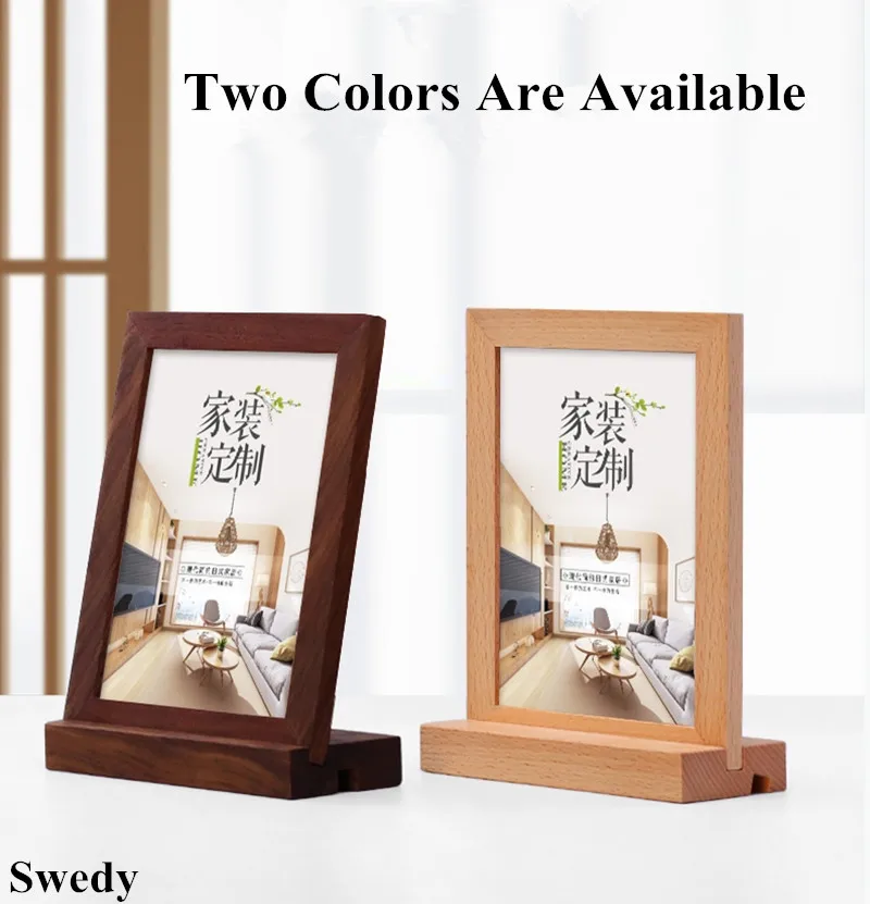 A5 148x210mm Wood Acrylic Sign Holder Display Stand Table Menu Paper Holder Leaflet Poster Photo Picture Frames